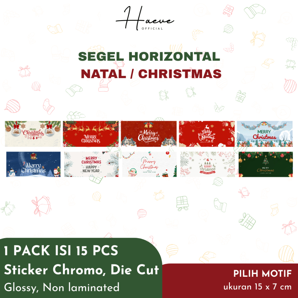 [15PCS] Sticker Segel Natal Horizontal Sticker Toples Kue Box Jar Cookies Christmas Stiker Natal