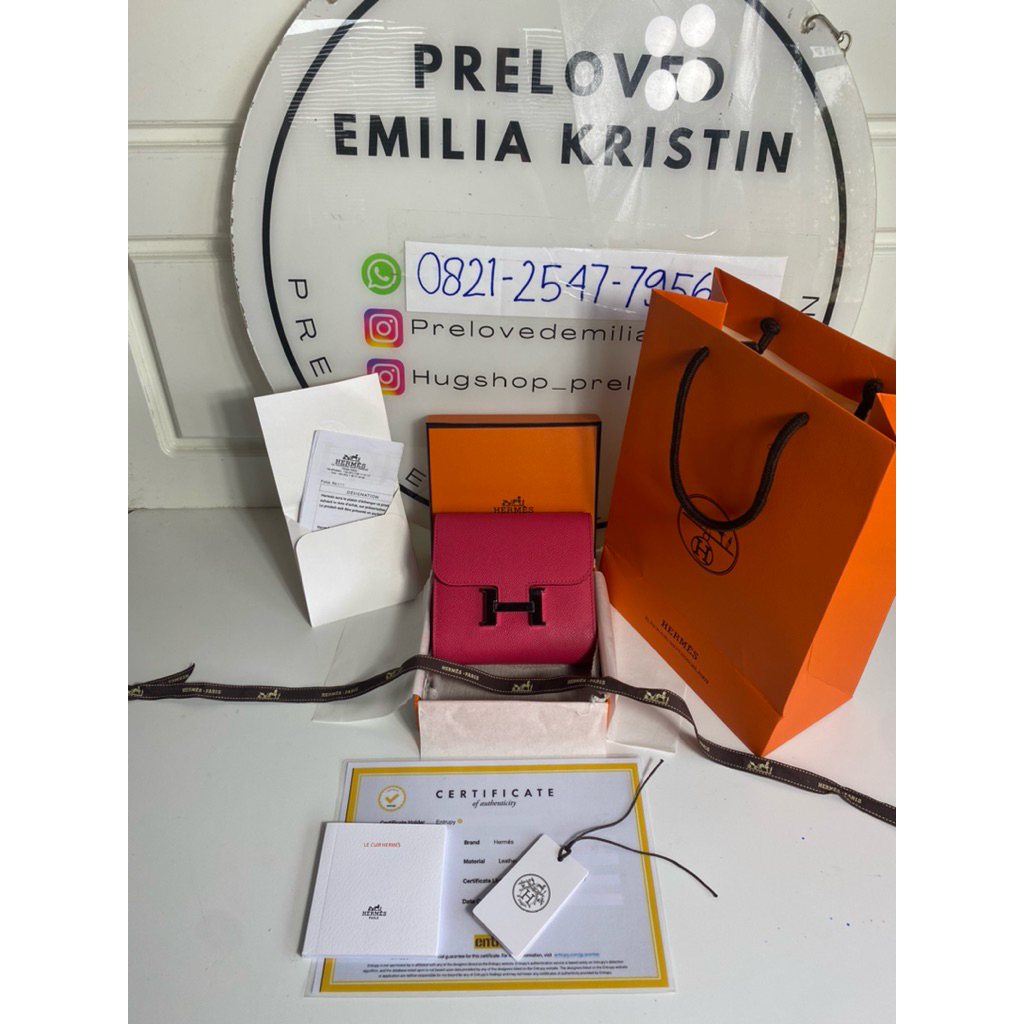 Preloved rec stamp wallet constance compact magnolia bifold square authentic