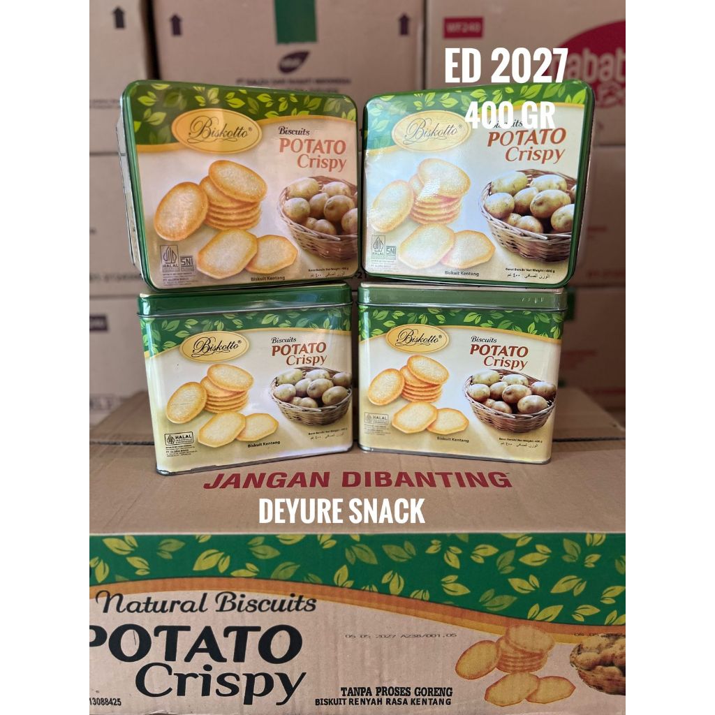 Potato Crispy Biskotto by Biskitop kaleng 400 gr  1 karton isi 6 exp 2027 / Biskotto Potato Crispy