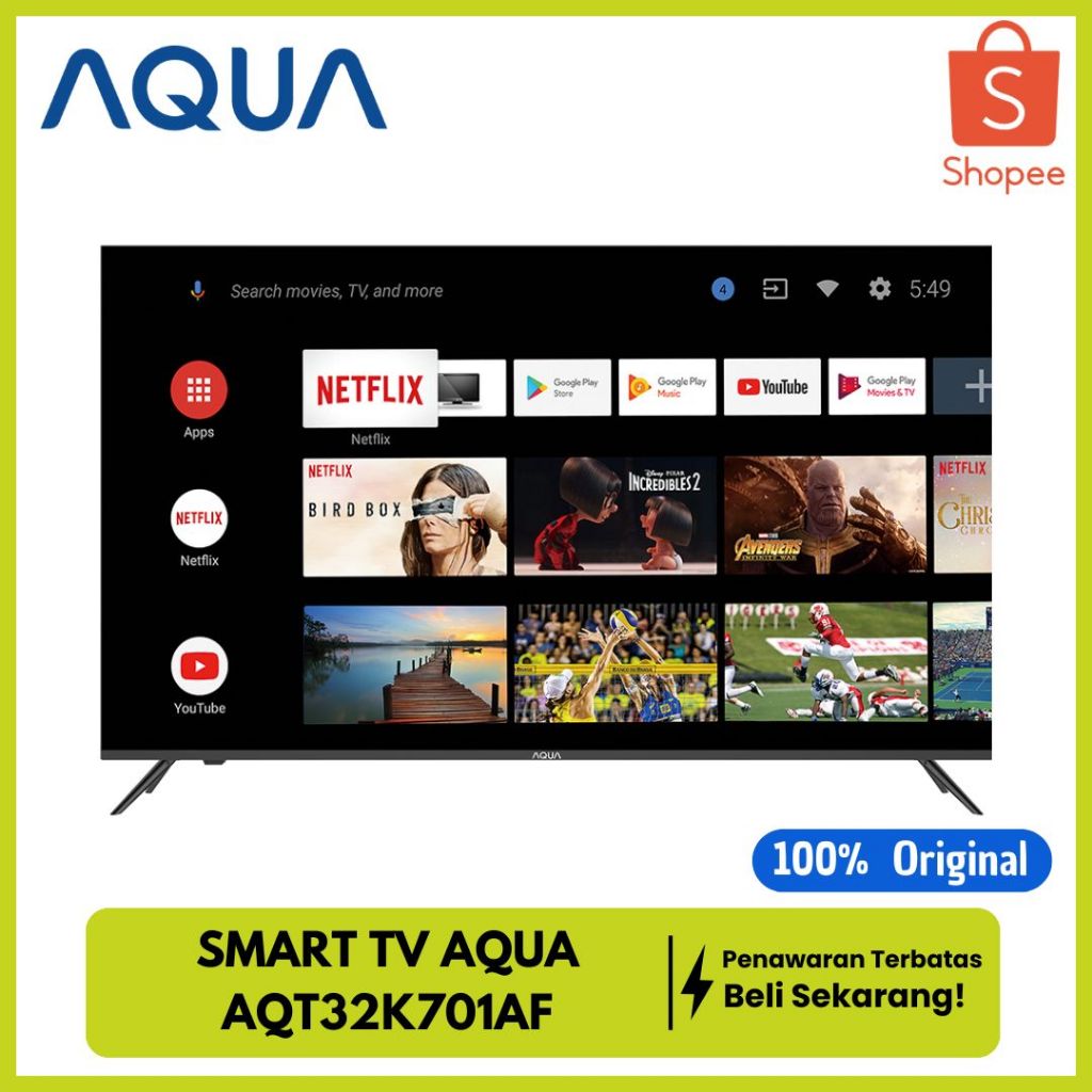TV AQUA AQT32K701AF SMART ANDROID FULL HD 32 INCH BEZELLESS AQT 32K701AF