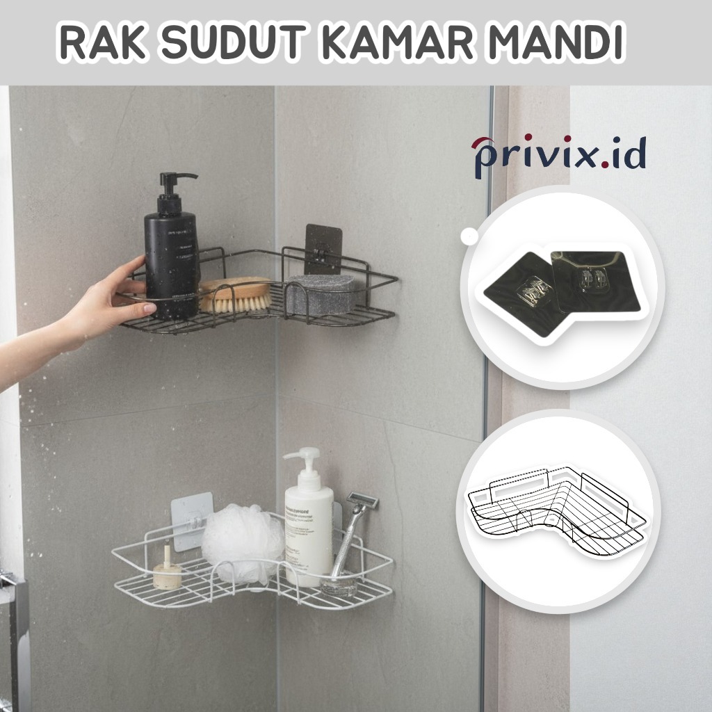 Rak Siku Kamar Mandi Tempel / Rak Kamar Mandi Sudut Besi Anti Karat / Rak Tempel Tempat Sabun
