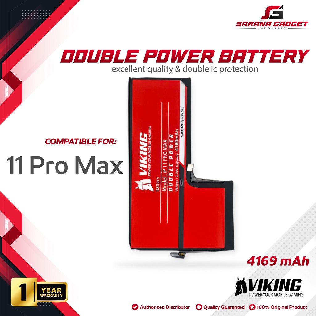 Baterai VIKING Double Power Original Iphone 11 PRO MAX Batre Batrai Battery Ori HP Handphone