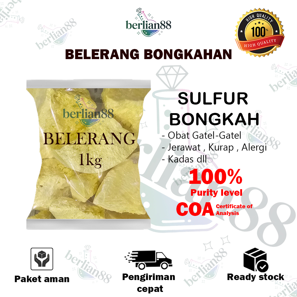Belerang Bongkahan 1kg / Belerang Sulfur / Sulfur Bongkahan / Belerang 99.8% /Bongkahan Murah