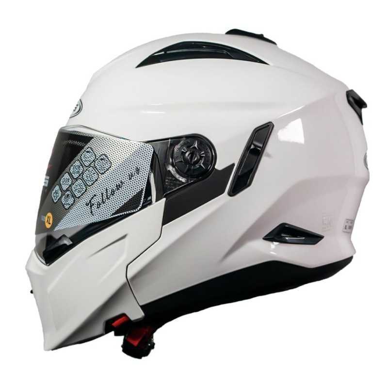 HELM ZEUS ZS 613H PUTIH MODULAR CROSSOVER DOUBLE VISOR SUPERMOTO