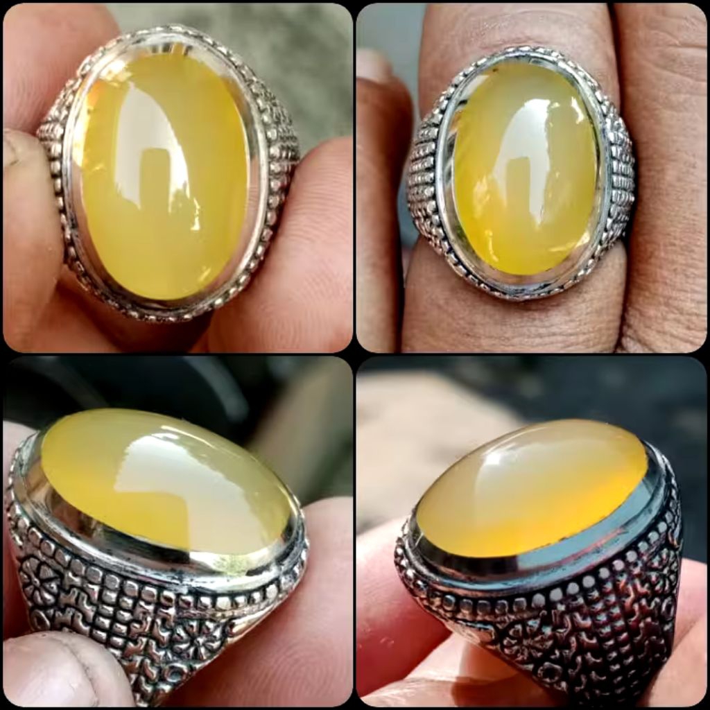 Natural Anggur Kuning Golkar Kristal Ngeteye ( Cat's Eye) - No Dyed - No Treatment