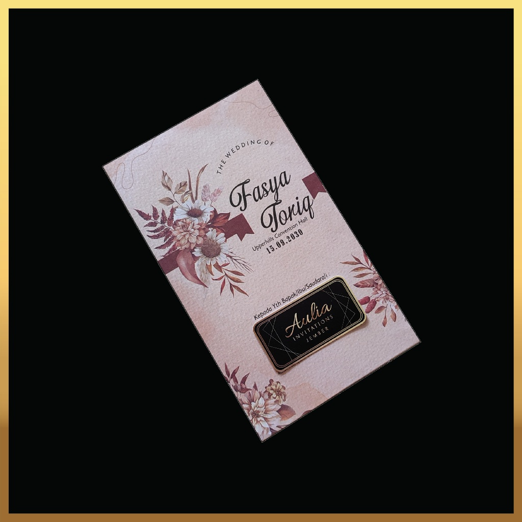 Undangan Pernikahan Flower Pita Maroon