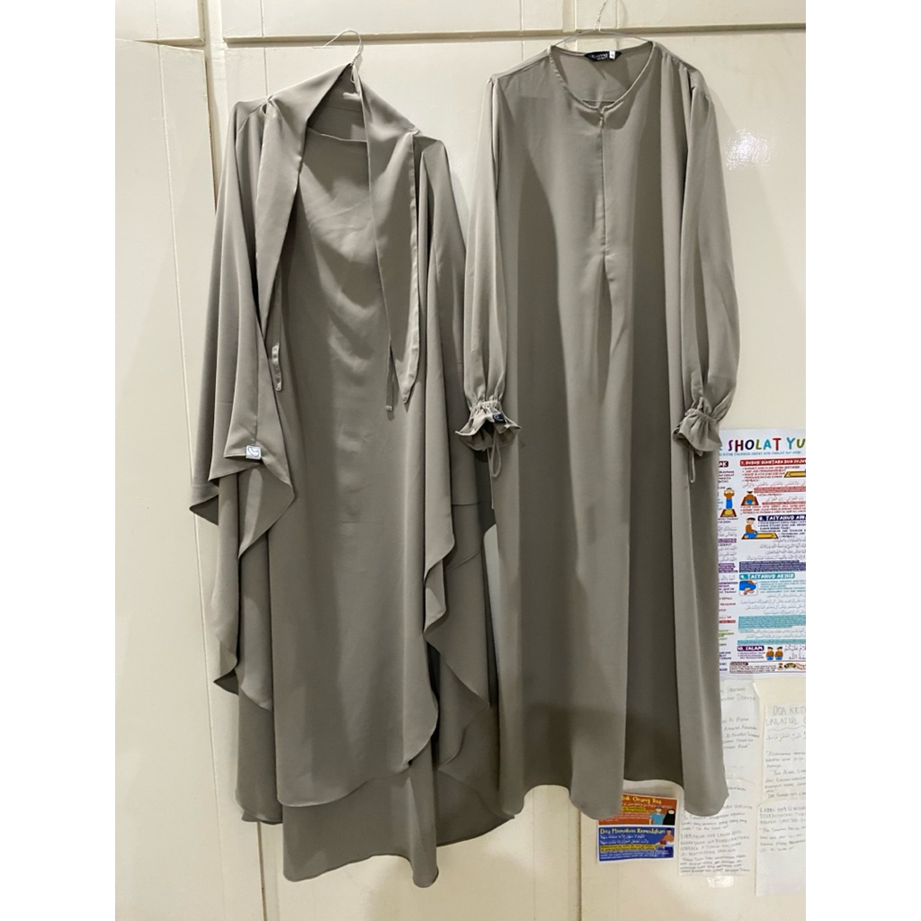 Dijual preloved 1 Set Kasya Drees aljenna warna Saneca Brown size M bahan mazen dan FK Long Ouval Ba