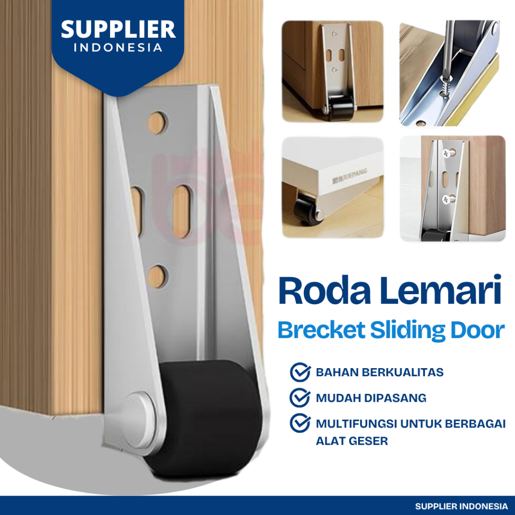 Roda Lemari Breket Sliding Door Peninggi Penyangga Bawah Pintu Roda Penopang Sliding Pintu