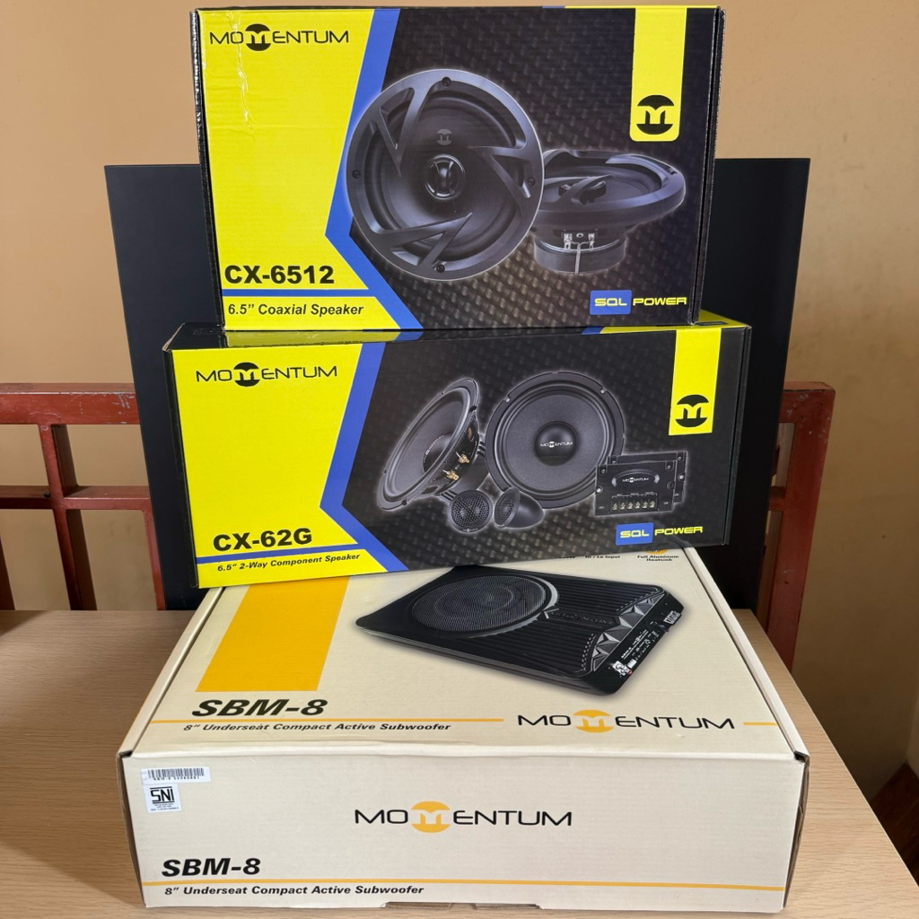 PAKET MOMENTUM AUDIO MOBIL PAKET SPEAKER COAXIAL MOMENTUM + SPLIT MOMENTUM + SUBWOOFER KOLONG MOMENT