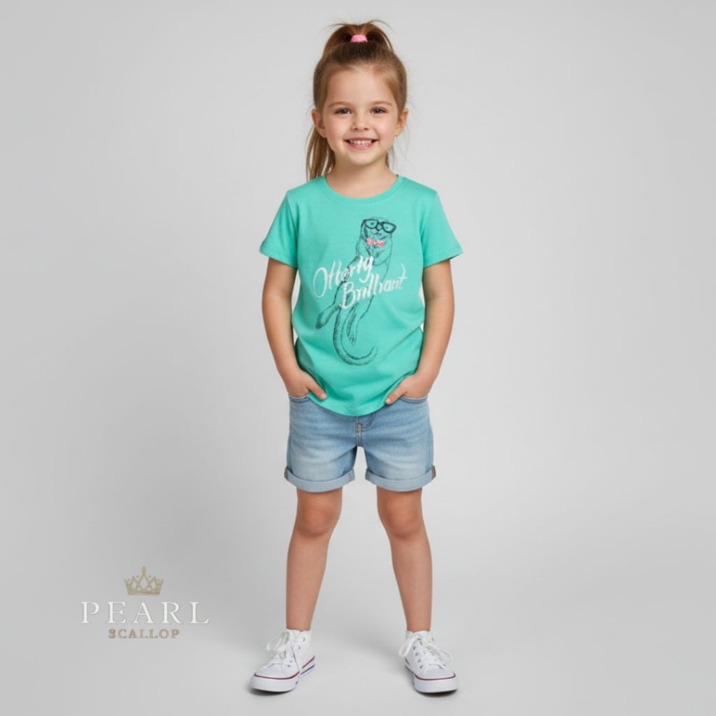 Kaos Anak Perempuan Lengan Pendek Hijau