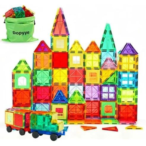 Magnetic Building Tiles for Kids, 100 PCS Magnetic Blocks with Storage Bag, Magnet Tiles