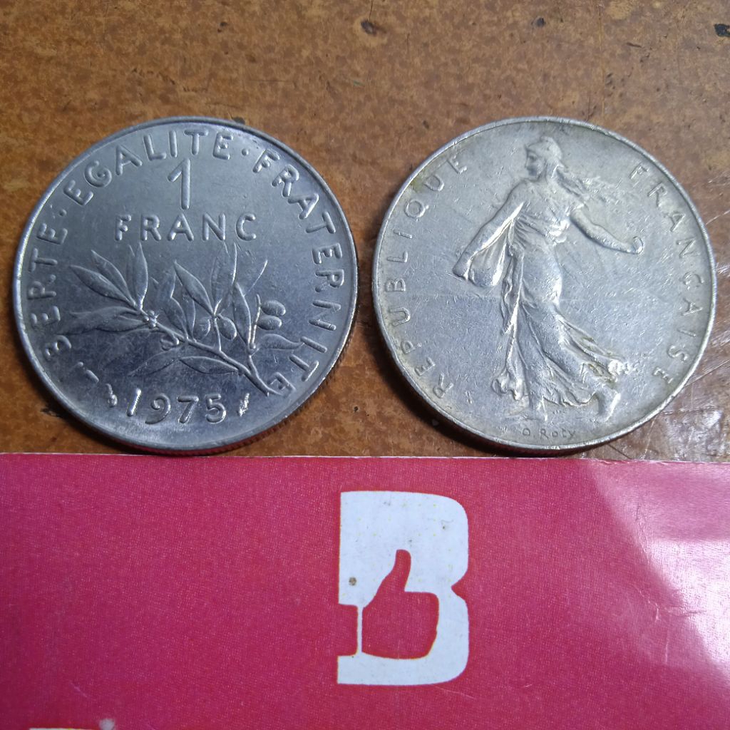 Koin kuno 1975 French One 1 Franc Coin 