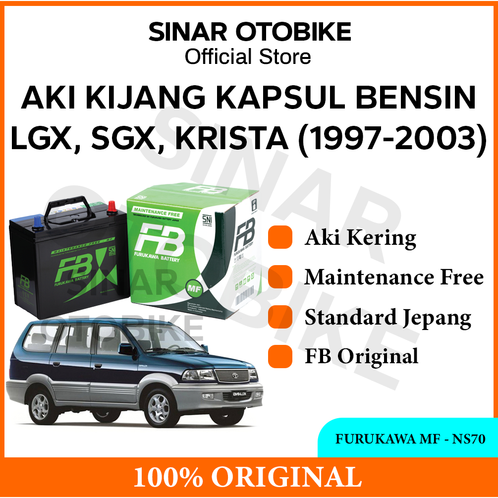 AKI KIJANG KAPSUL LGX SGX KRISTA BENSIN FURUKAWA BATTERY MF KERING NS70 65 AH