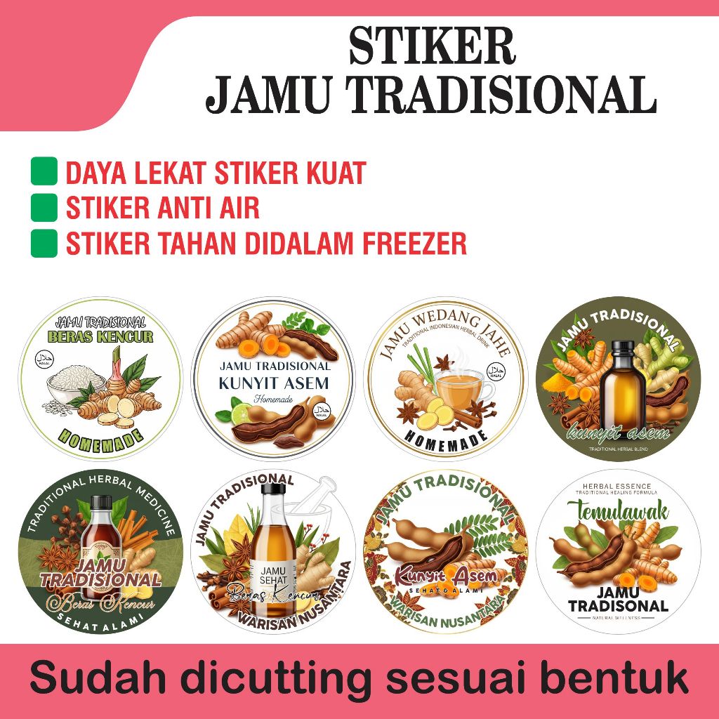STIKER GELAS CUP JAMU TRADISIONAL | STIKER BOTOL MINUMAN HERBAL