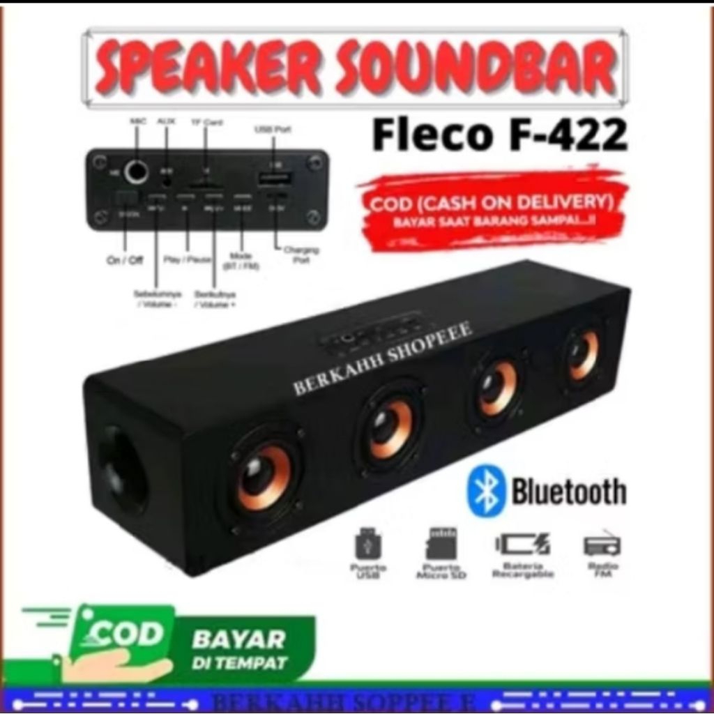 f-422 fleco speaker aktif bluetooth bisa buat karaoke sounbar aktif musik box xbass speaker kayu des