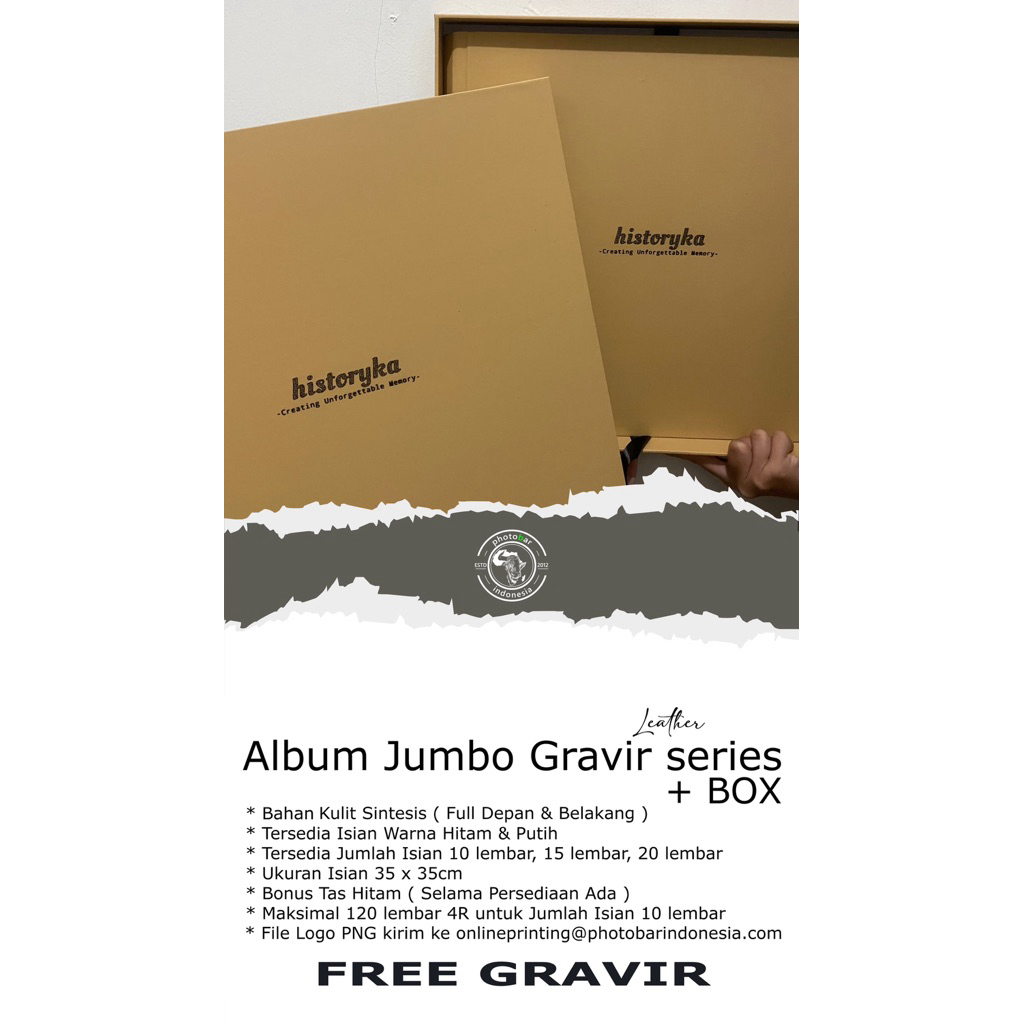 FREE GRAVIR Album Jumbo Magnetik Full Kulit + Box