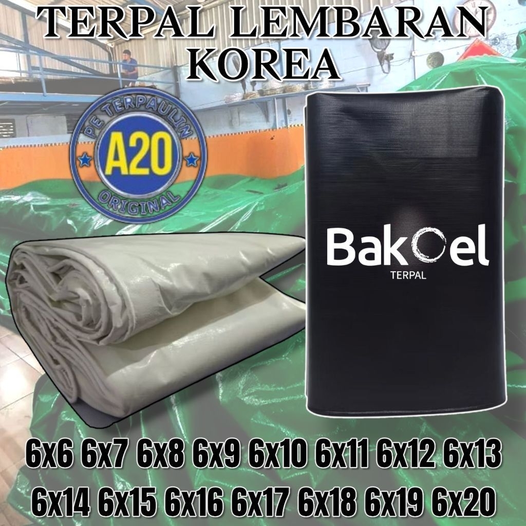 Terpal korea A20 warna biru silver,biru oren,hitam,putih,army army,army gold,hijau gold,hijau biru u