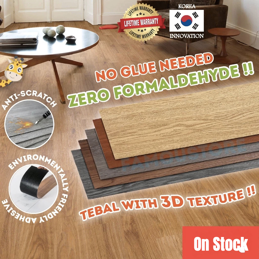 Lantai Vinyl Anti Rayap Air Vinyl Lantai Premium Parket Motif Kayu Waterproof Mudah Pasang Untuk Rum