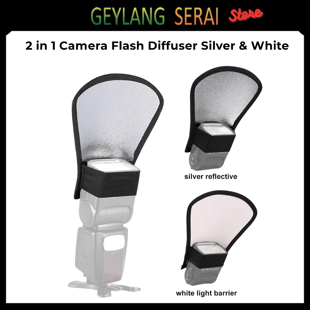 Softbox Flash Kamera 2-in-1 Silver & White – Diffuser Reflektor Universal DSLR Lighting