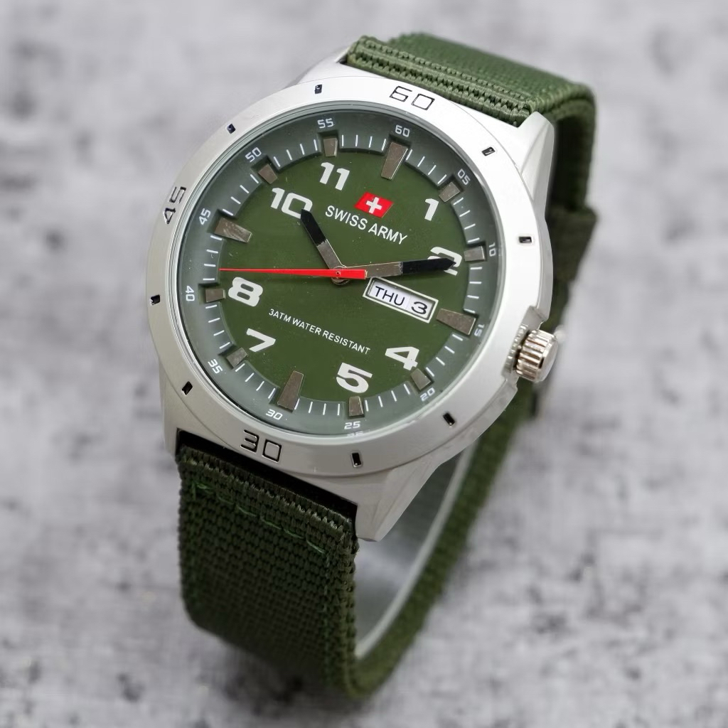 Jam Tangan Pria Swiss SA1880 Analog Tanggal Hari Aktif Include Box Fullset