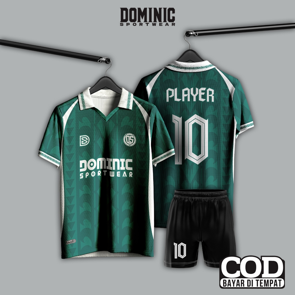 Jersey Futsal / Bola Custom Full Printing Hijau Berkerah Bisa Satuan