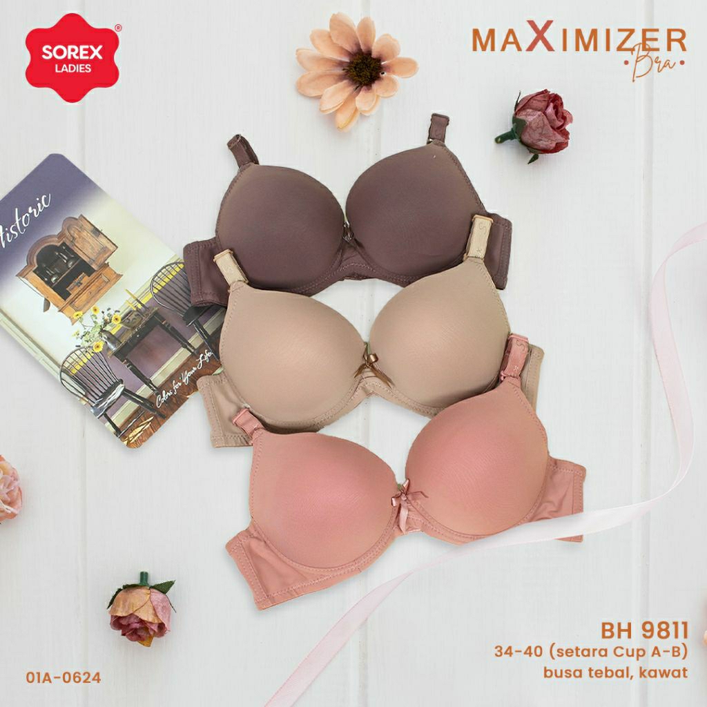 SOREX ISI 1PCS,2PCS BRA BUSA TEBAL KAWAT CUP SETARA A-B 9811