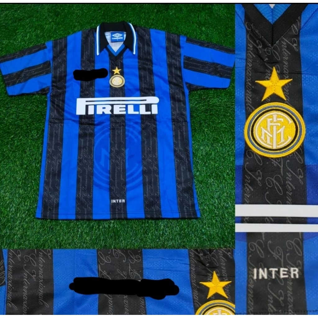 Jersey Kaos Baju Sepak Bola Inter Internazionale Milan Milano Home Away 3rd Third Biru Hitam Retro K