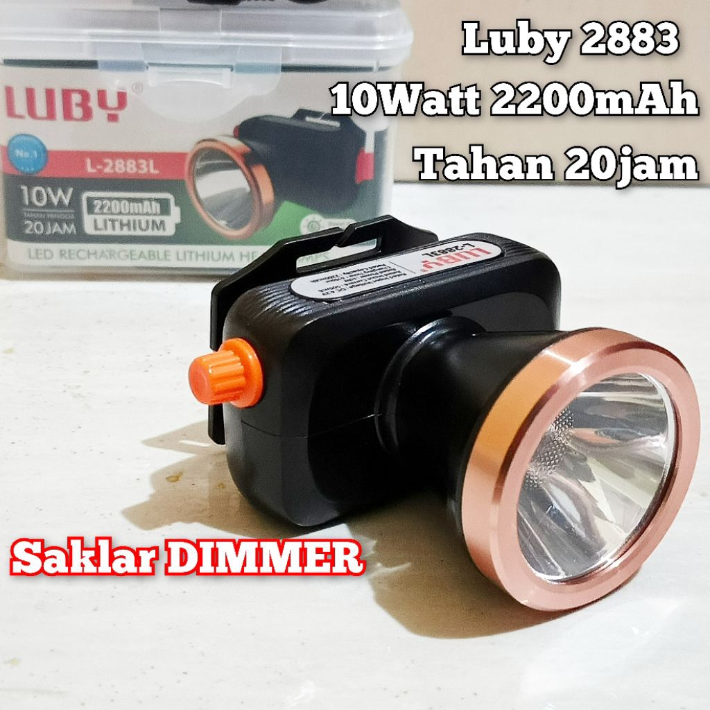 Senter kepala luby 10W batrai cas luby 2883 dimmer headlamp head lamp