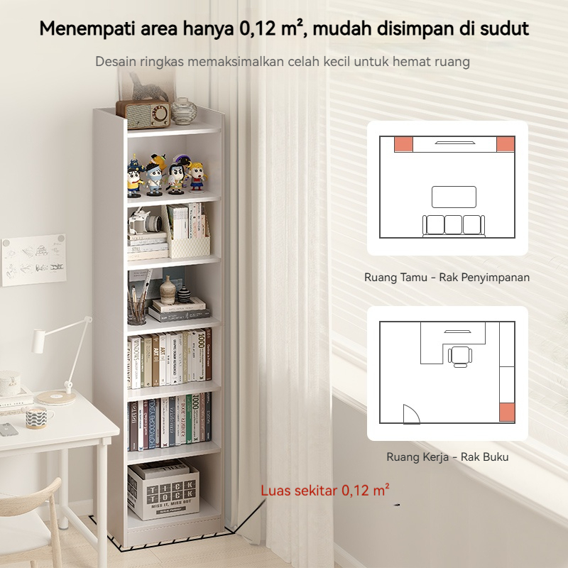 Serene Spaces Rak Buku Kayu 4 Susun Rak Buku Susun Minimalis Lemari Display Serbaguna Rak Buku