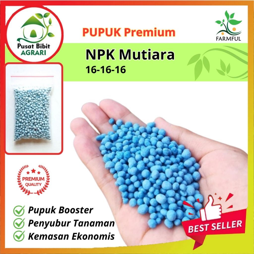 NPK Mutiara 16—16—16 1 Kg | Pupuk tanaman | Pupuk Meroke | Pupuk Buah | pupuk daun ( kemasan Repack 