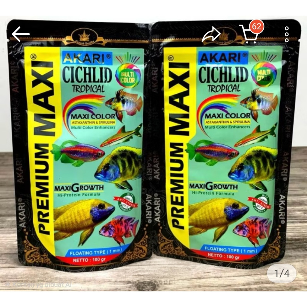 Akari Premium Maxi Cichlid 100Gram. Pelet Akari / Pelet Cichlid / Pelet Ikan