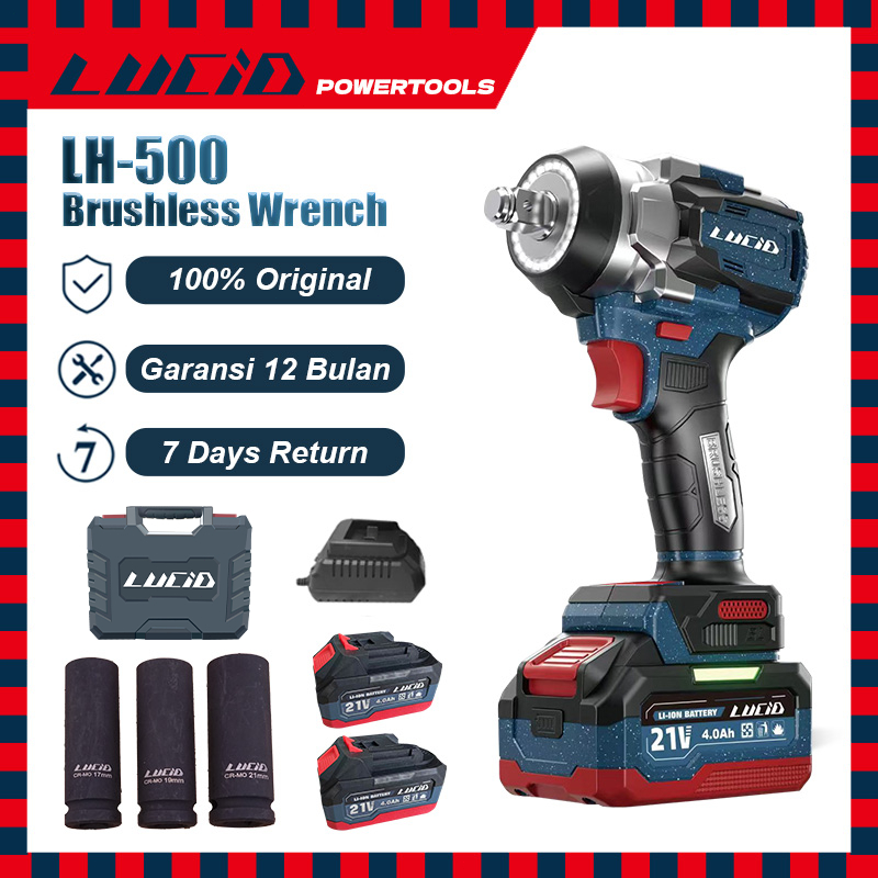 LUCID LH500 650N.M Brushless Impact Wrench 21V 4.0Ah Battery Cordless heavy duty