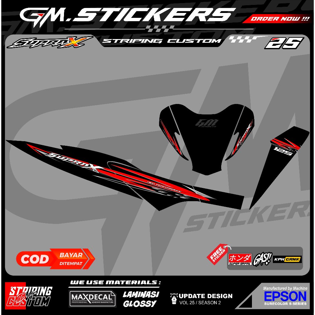 STRIPING VARIASI HONDA SUPRA KPH SUPRA X 125 SUPRA X BATMAN 2008-2012 MODEL THAILAND RACING K44