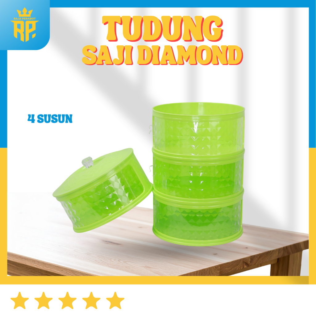 Tudung Saji 4 Susun / Warna Hijau Stabilo/ Rak Lipat Kuat / Penutup Makanan /Anti Debu / Serbaguna /