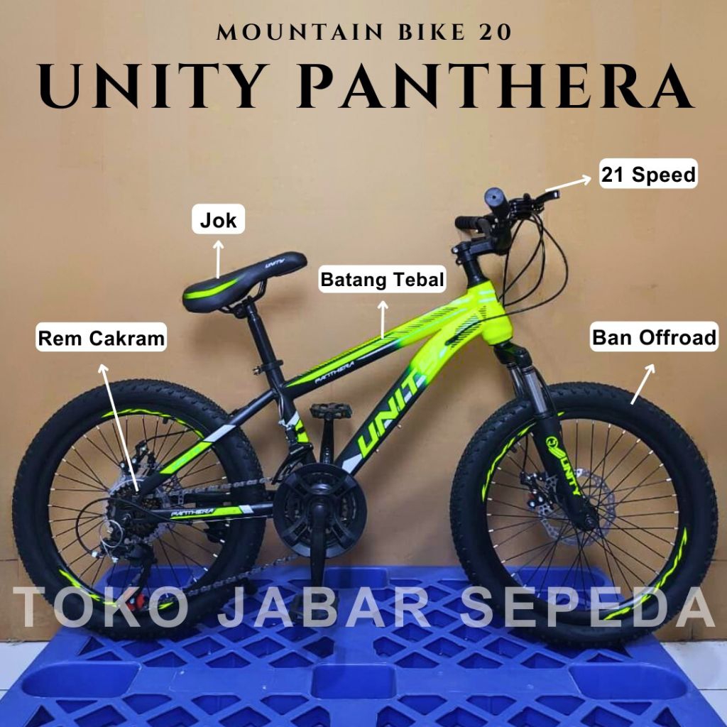 Sepeda Gunung Anak MTB Unity Panthera 20 Inch Rem Discbrake 3x7 Speed