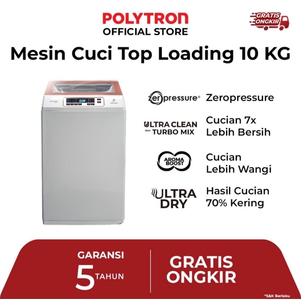 MESIN CUCI POLYTRON 1 TABUNG ZEROMATIC LAGUNA 10KG PAW1028