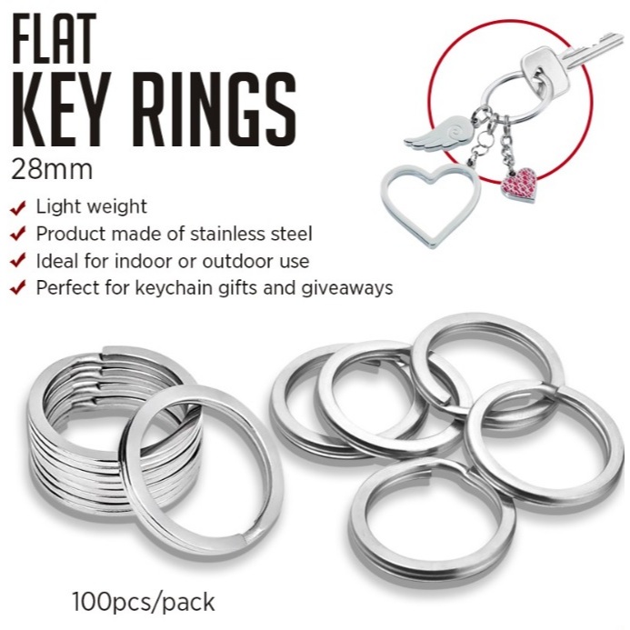 00pcs Gantungan Kunci Terpisah 22mm 28mm | Ring Pengait & Hiasan Gantungan Kunci Datar