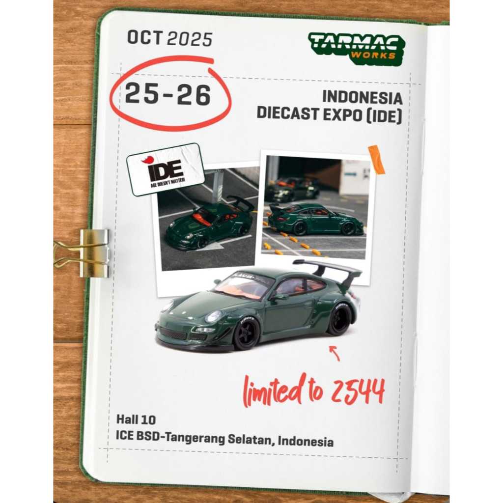 TARMAC WORKS 1/64 PORSCHE RWB 997 TSUBASA GREEN - INDONESIA DIECAST EXPO XII 2025 EXCLUSIVE
