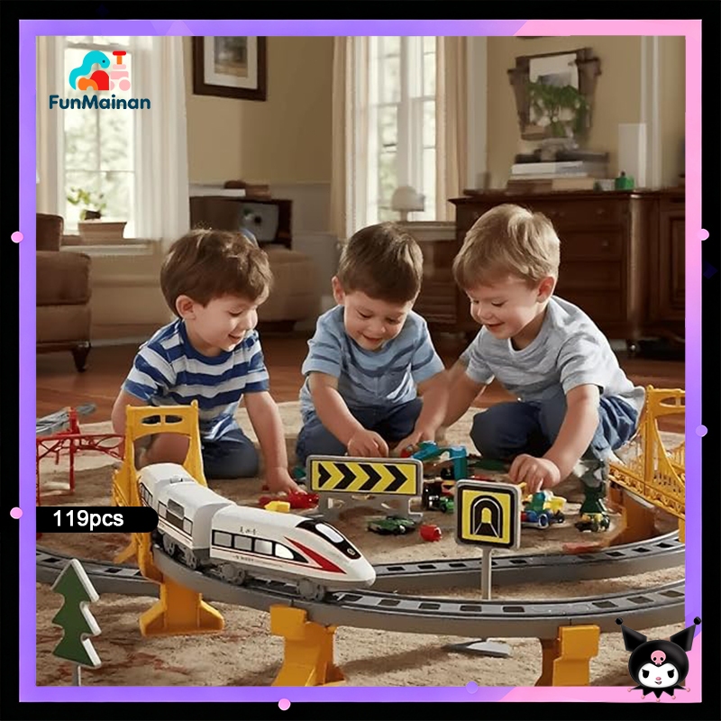 Kereta Api Mainan Rel Panjang Mainan DIY Kereta Rel Listrik Kereta Api Rail King Mainan Anak Laki La