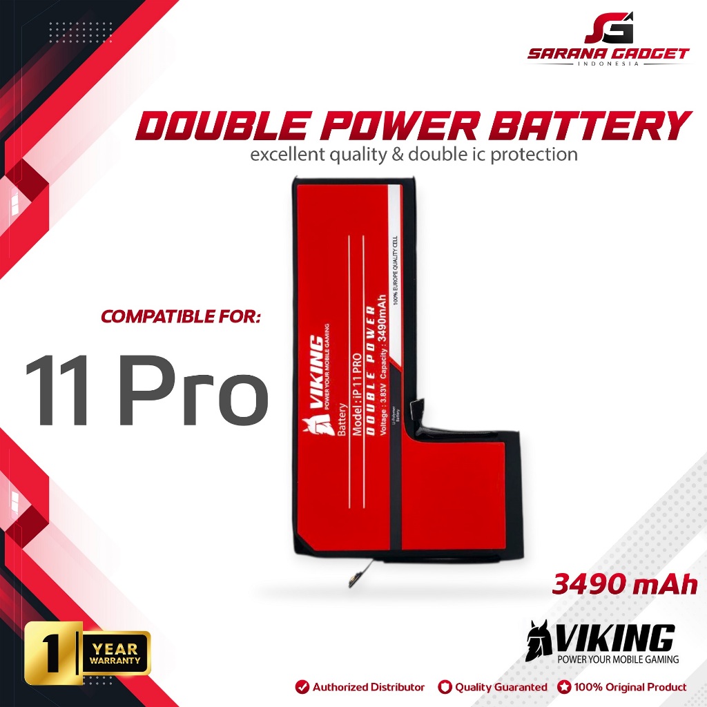 Baterai VIKING Double Power Original Iphone 11 PRO Batre Batrai Battery Ori Handphone HP