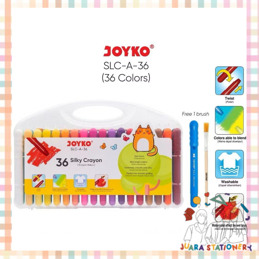 Joyko Silky Crayon 36 Warna SLC-A-36 / Silky Crayon Joyko Krayon Halus