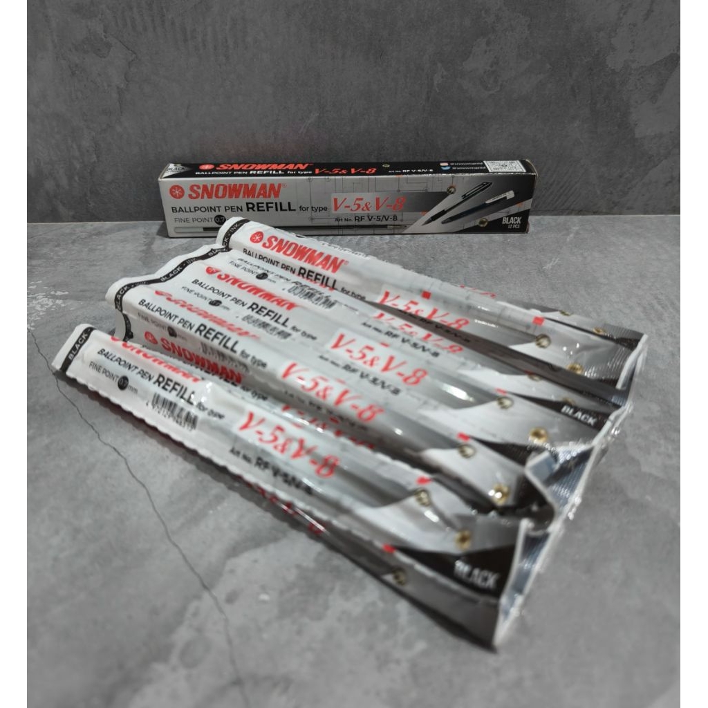 (1PCS) Refill Pen Snowman V5 Isi Pulpen Hitam 0.7 mm