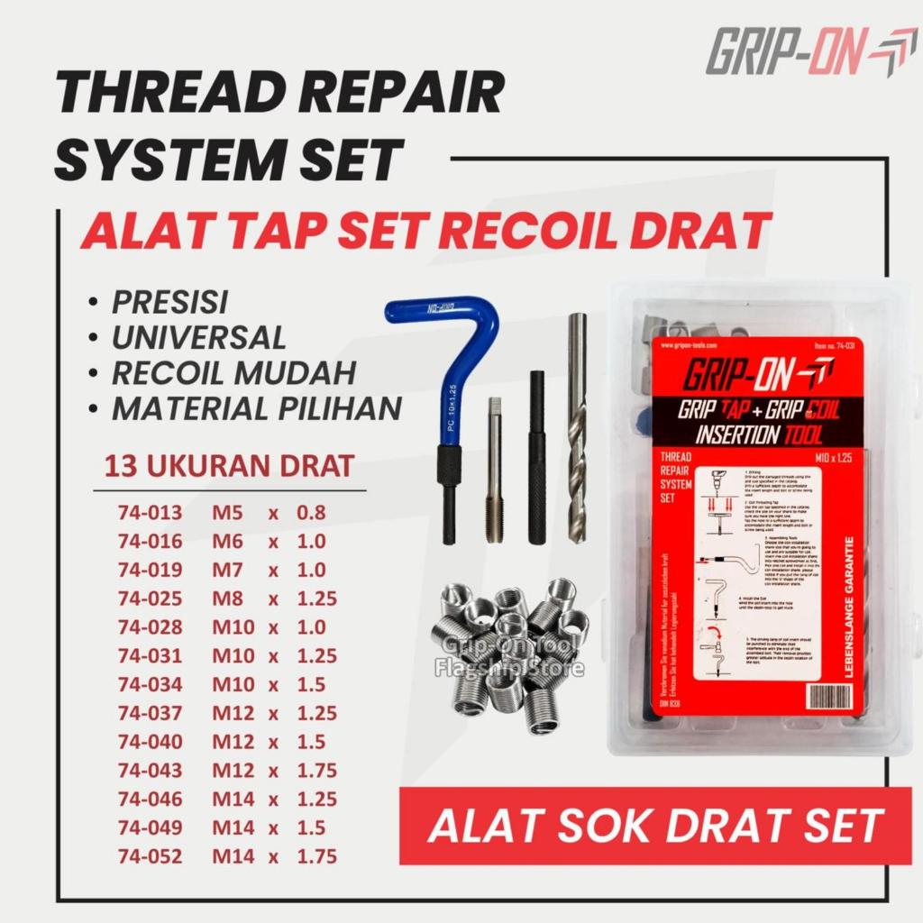GRIP-ON THREAD REPAIR SYSTEM SET TAP SET RECOIL ALAT SOK DRAT