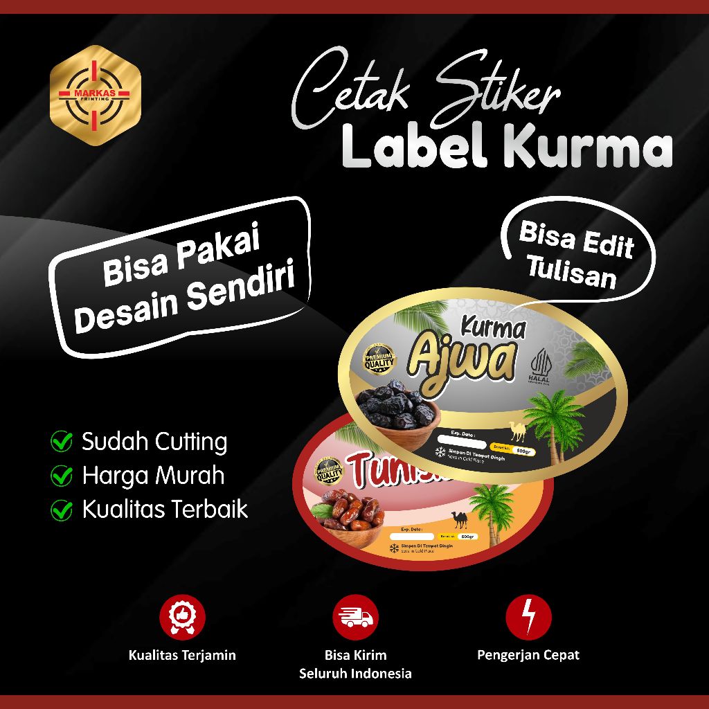 Stiker Label Kurma Oval | Sticker Custom untuk Label Kurma