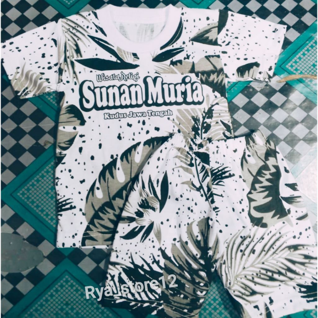 Setelan Anak Sunan Muria Putih Motif Daun