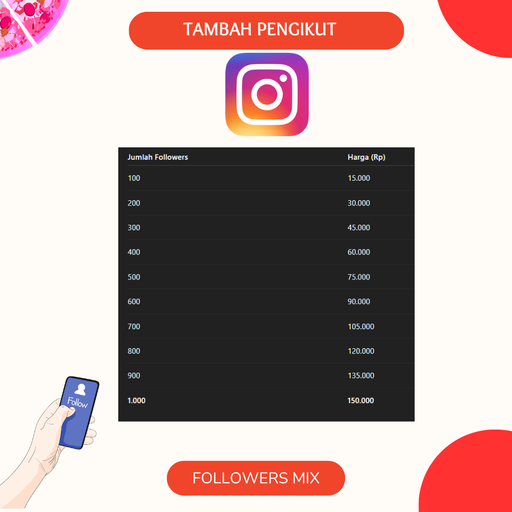 FOLLOWERS IG MIX 100–700 | REAL HUMAN | AUTO MASUK