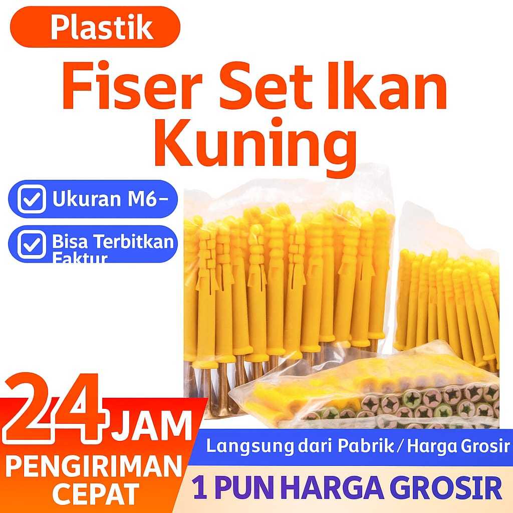 Fiser set S6 S8 S10 /1 Pack / 50 pcs+ Sekrup – Fisher Dinding Plastik untuk Tembok Beton & Plafon/Fi