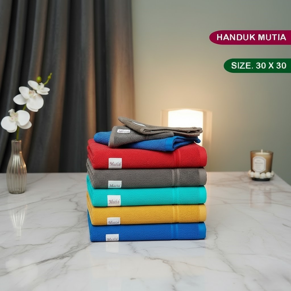 Handuk Kecil Mutia Ukuran 30X30 Isi ( 1 Pcs ) | Handuk Mutia Kecil Katun Ukuran | Handuk Muka | Hand