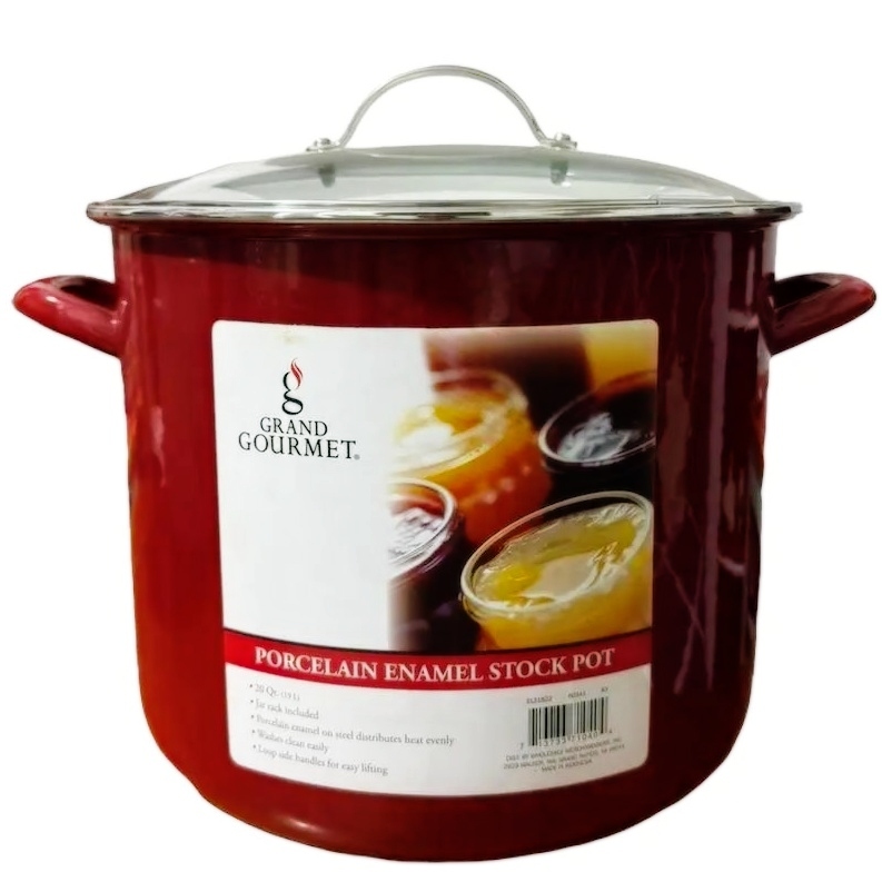 Panci Enamel Jumbo Dengan Tutup Kaca Diameter 32 cm Volume 19 Liter