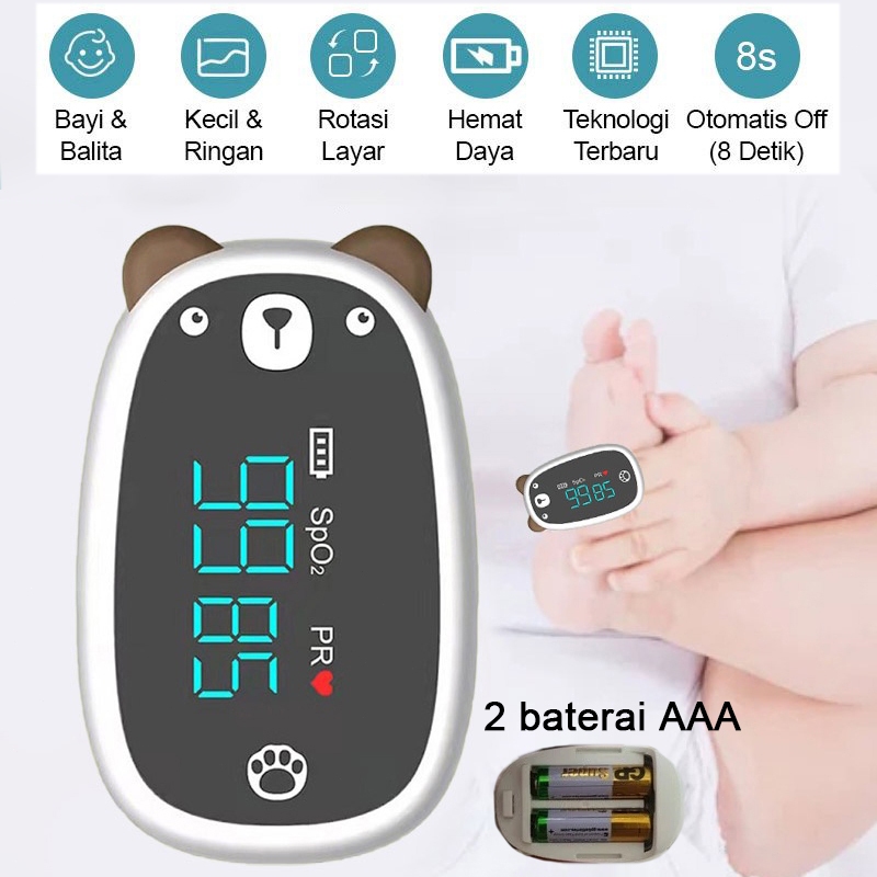 Oximeter Bayi Kids/Balita & Anak-anak Fingertip Pulse Oximeter